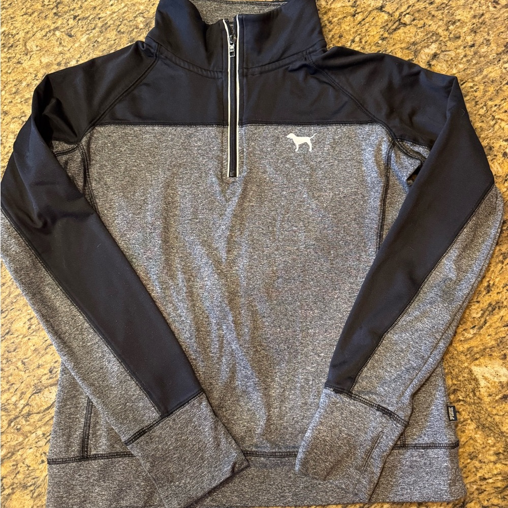 PINK Victoria's Secret Black and Gray Pullover Hoodie